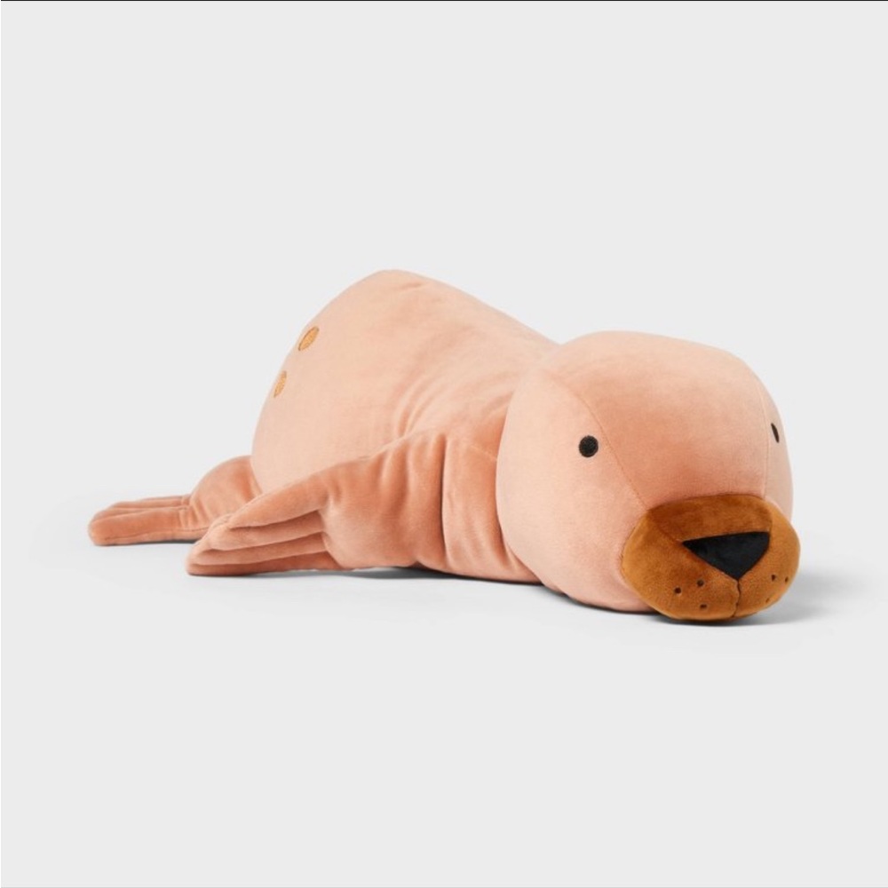 Seal Weighted Plush Kids’ Throw Pillow Brown - Pillowfort